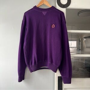 Ron Chereskin Sweater Men’s Large Purple Crewneck Knit Pullover Embroidered Logo